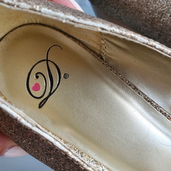 Women Glitter Platform Peeptoe Shoe 11 Gold Champagne NYE Cocktail Dance Club - Picture 9 of 15